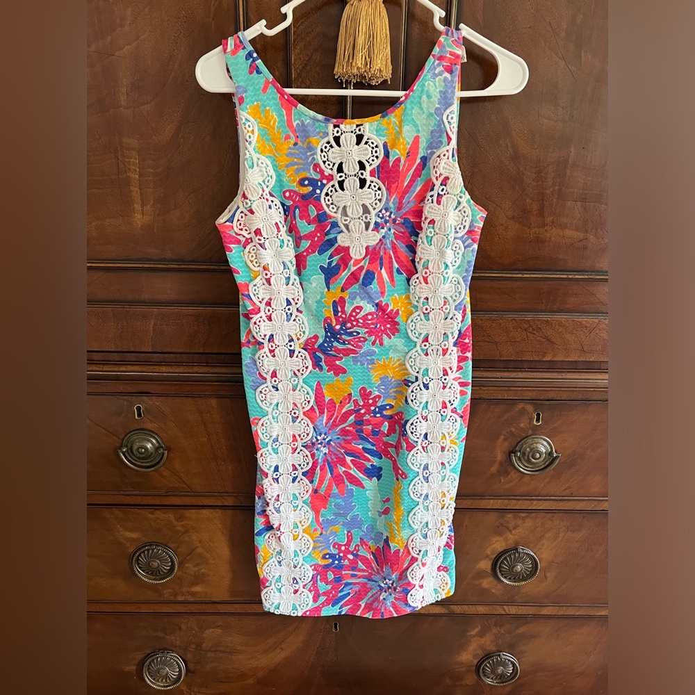 Lilly Pulitzer aqua trippin and sippin shift dress